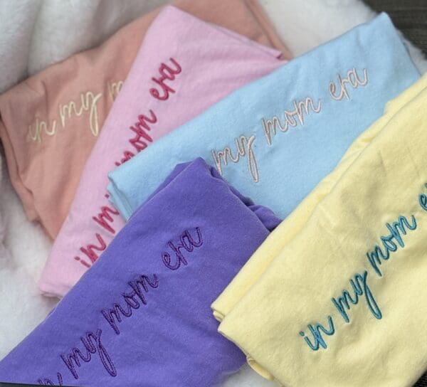 A group of different colored towels with the words " in my room."