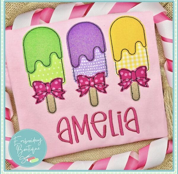 A popsicle picture with the name of amelia