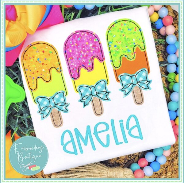 A popsicle shirt with the name amelia