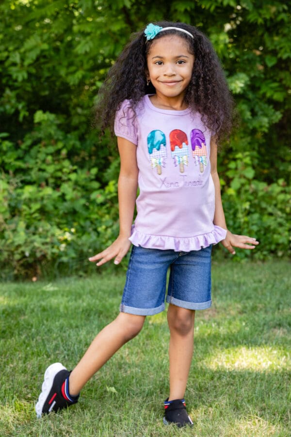 Personalized Popsicle Girls Ruffle Tees